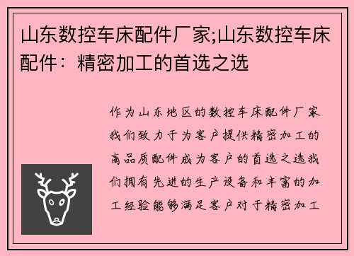 山东数控车床配件厂家;山东数控车床配件：精密加工的首选之选